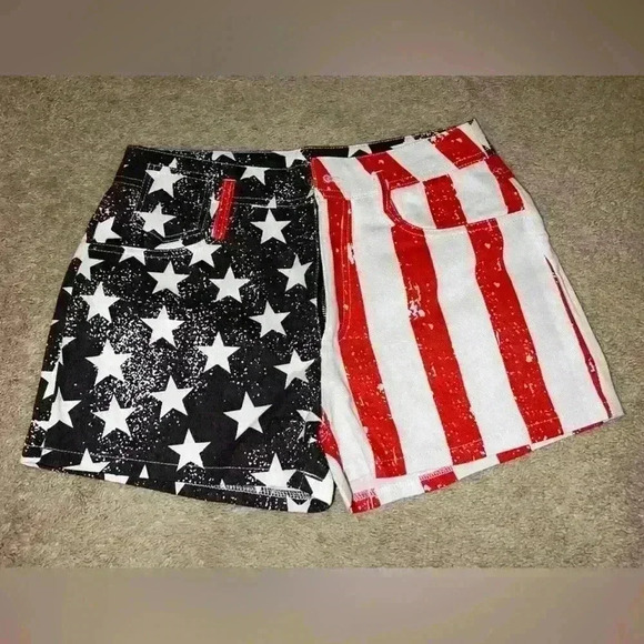 Patriotic Star and Stripe Jean Shorts - Picture 1 of 2